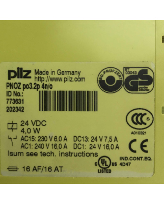 Pilz Erweiterungsmodul PNOZ po3.2p 4n/o 773631 OVP