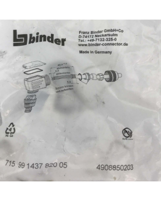 binder Winkelstecker 715 99-1437-820-05 OVP