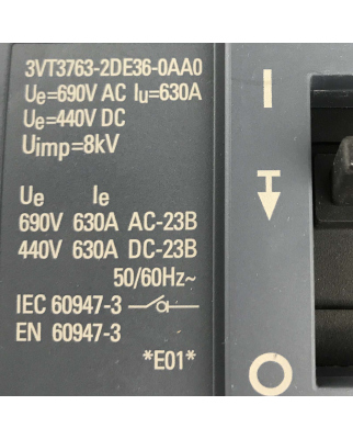 Siemens Lasttrennschalter 3VT3763-2DE36-0AA0 OVP