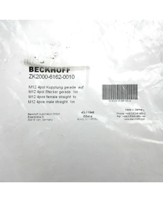 Beckhoff Sensorleitung ZK2000-6162-0010 1m OVP