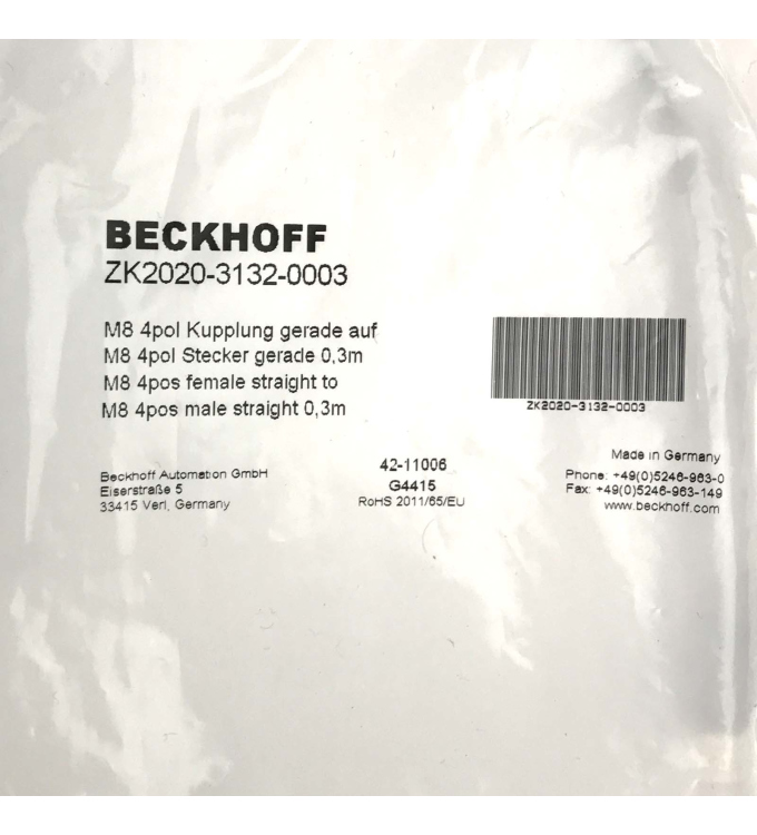 Beckhoff Powerleitung ZK2020-3132-0003 0,3m OVP 