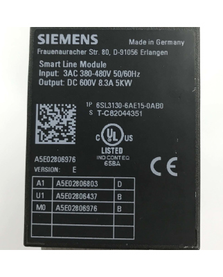 Sinamics Smart Line Module S120 6SL3130-6AE15-0AB0 Vers.E...