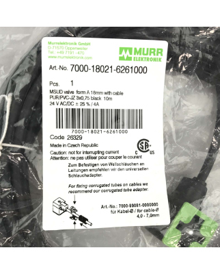 MURR ELEKTRONIK Ventilstecker 7000-18021-6261000 OVP