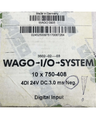 WAGO 4-Kanal-Digitaleingang 750-408 (10Stk.) OVP