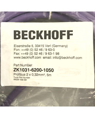 Beckhoff PROFIBUS-Leitung ZK1031-6200-1050 5m OVP