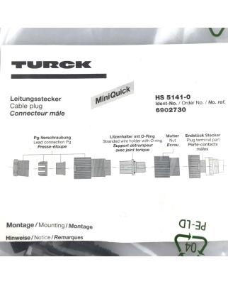 Turck Leitungsstecker HS 5141-0 6902730 OVP