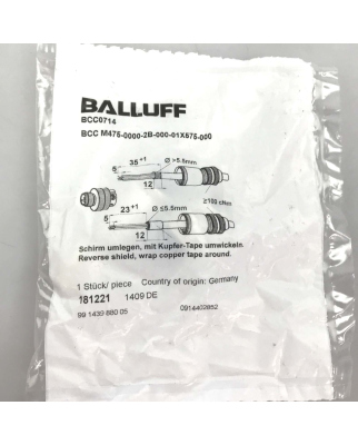 Balluff Steckverbinder BCC0714 BCC M475-0000-2B-000-01X575-000 OVP
