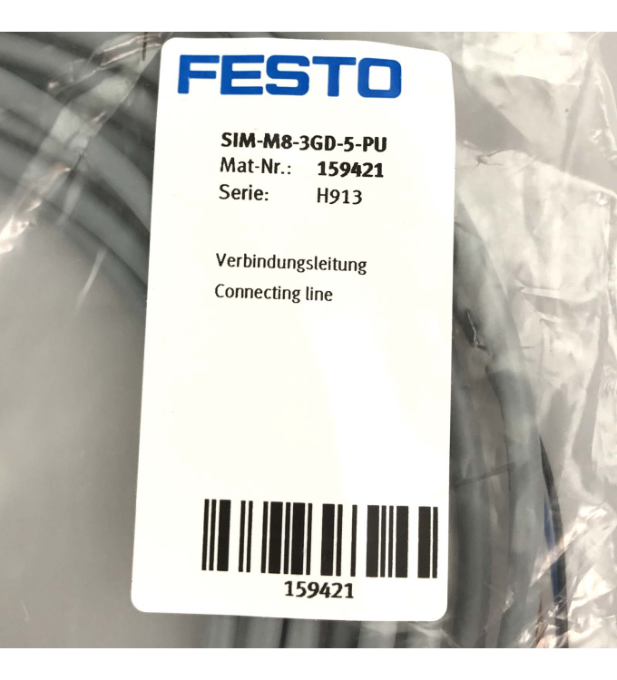 Festo Verbindungsleitung Anschlusskabel SIM-M8-3GD-5-PU Nr.159421 Serie J913 NEU