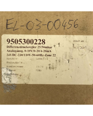 Keller Lufttechnik GmbH Differenzdruck-Regler 8340051.0000 9505300228 25/50mbar OVP