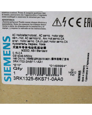 Siemens Sirius M200D Motorstarter 3RK1325-6KS71-0AA0 OVP
