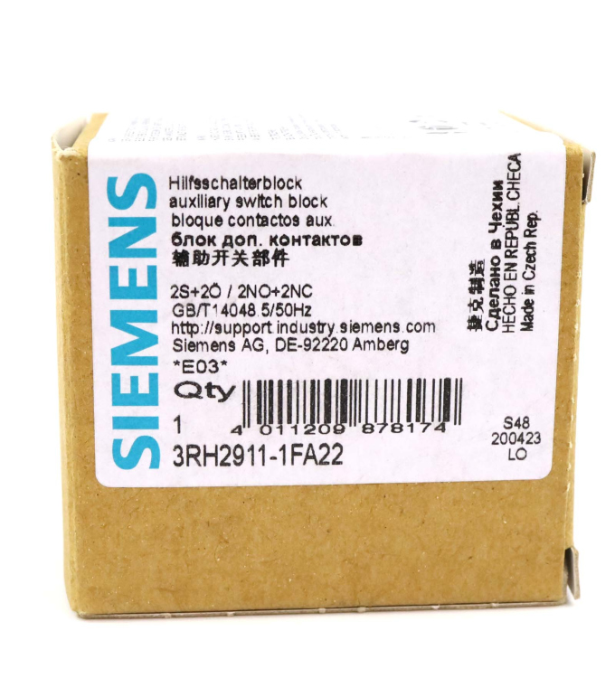 SIEMENS Auxiliary Switch Block 3RH2911-1FA22 4011209878174 