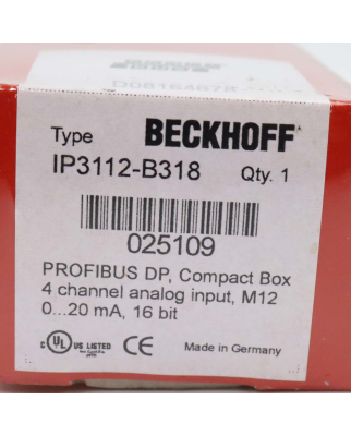 Beckhoff Feldbus-Box-Module IP3112-B318 SIE