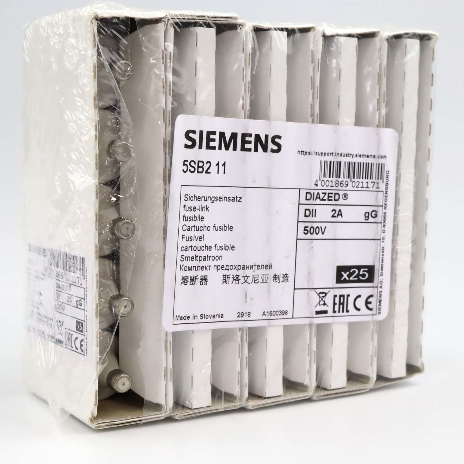 Siemens DIAZED-DII-Sicherungseinsatz 5SB211 2A rosa 