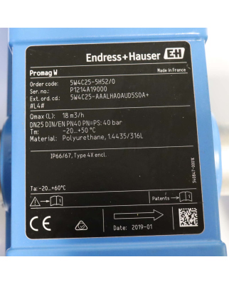 Endress+Hauser Durchflussmessgerät PromagW400 5W4C25-5H52/0 NOV