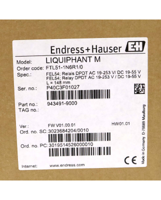 Endress+Hauser Liquiphant M FTL51-1N6R1/0 OVP