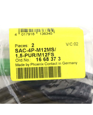 Phoenix Contact Sensor-/Aktor-Kabel SAC-4P-M12MS/ 1,5-PUR/M12FS 1668373 (2Stk.) OVP
