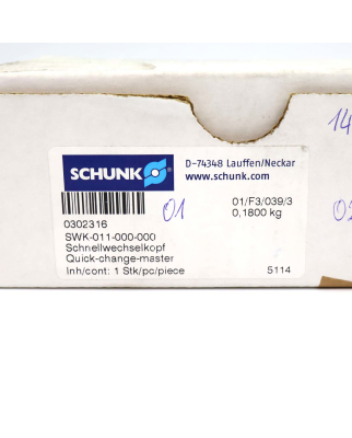 SCHUNK Schnellwechselsystem SWK-011-000-000 302316 OVP