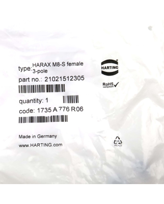 Harting Kabelsteckverbinder Harax M8-S 21021512305 OVP
