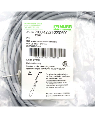 MURR ELEKTRONIK Verbindungskabel M12 Bu. freies Ltg-ende 7000-12321-2230500 OVP