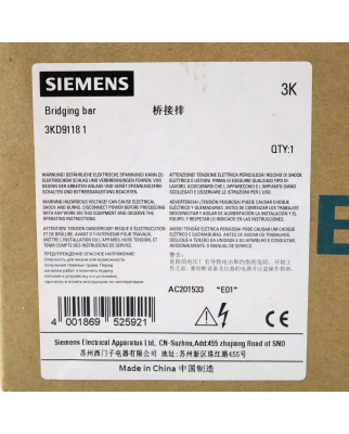 Siemens Verbindungsbrücke 3KD9118-1 OVP