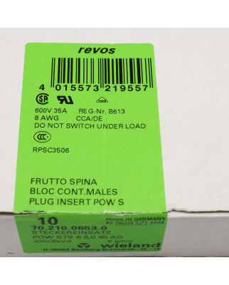 Wieland Steckereinsatz POW STS 6 6,0 40 AG 70.210.0653.0 (10Stk.) OVP