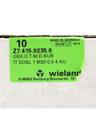 Wieland Gehäuseoberteil IT GOSL 1 M20 0,5 4 AU Z7.415.0235.0 (10Stk.) OVP