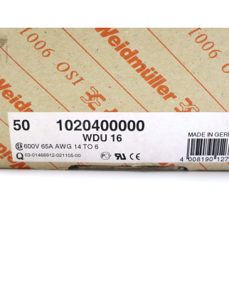 Weidmüller Durchgangsklemme WDU 16 1020400000 (50Stk.) OVP