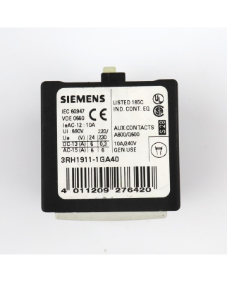 Siemens Hilfsschalterblock 3RH1911-1GA40 (10Stk) GEB