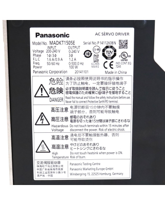 Panasonic AC Servo Drive MADKT1505E GEB