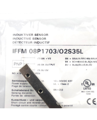 Baumer electric Induktiver Sensor IFFM 08P1703/O2S35L OVP