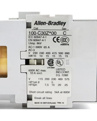 Allen Bradley Schütz 100-C30Z*00 24VDC Ser.C GEB