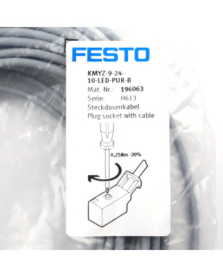Festo Verbindungsleitung KMYZ-9-24-10-LED-PUR-B 196063 OVP