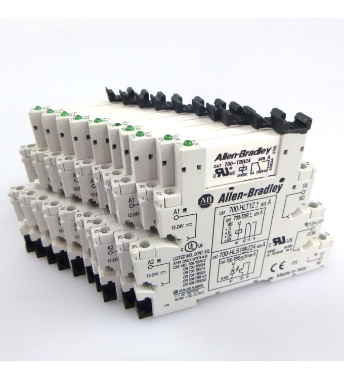 Allen Bradley Relaissockel 700-HLS1Z24 Ser.A + Einzelrelais 700-TBR24 (9Stk) GEB