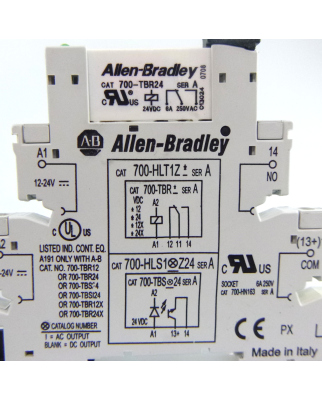 Allen Bradley Relaissockel 700-HLS1Z24 Ser.A + Einzelrelais 700-TBR24 (9Stk) GEB