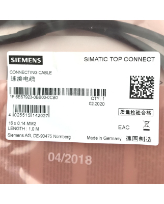 Simatic S7-300/1500 Verbindungsleitung 6ES7923-0BB00-0CB0 OVP