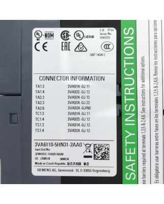 Siemens Leistungsschalter 3VA6110-5HN31-2AA0 OVP