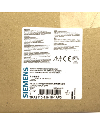 Siemens Starterkombination 3RA2110-1JH16-1AP0 OVP