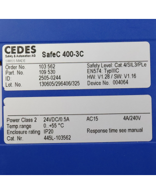 CEDES Sicherheitskontroller SafeC 400-3C #K2 GEB