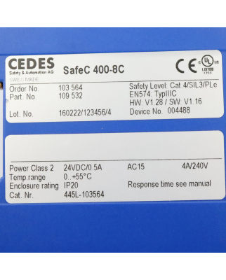 CEDES Sicherheitskontroller SafeC 400-8C GEB