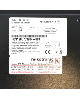 reikotronic Industrie Monitor RE-91-781 19" OVP