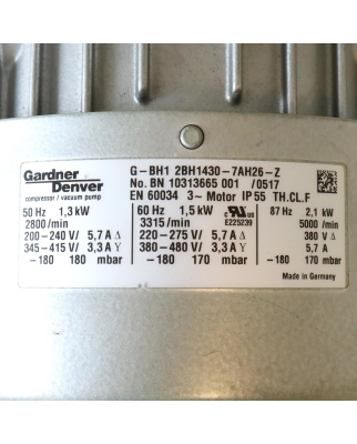 Gardner Denver ELMO-Rietschle Seitenkanalverdichter G-BH1 2BH1430-7AH26-Z GEB