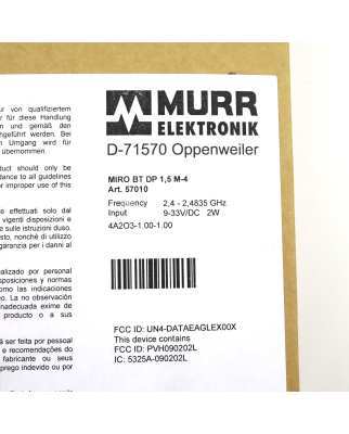 MURR ELEKTRONIK Bluetooth Master MIRO BT DP 1,5 M-4 57010...