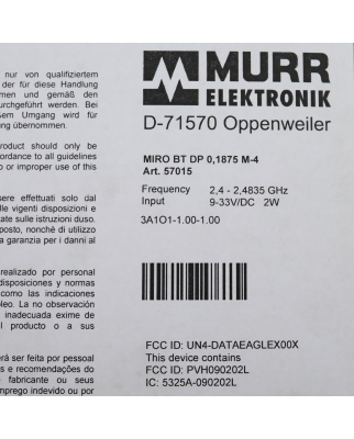 MURR ELEKTRONIK Bluetooth Master MIRO BT DP 0,1875 M-4...