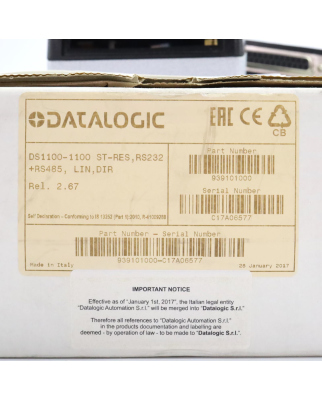 DATALOGIC Barcode Scanner DS1100-1100 OVP