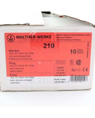 Walther CEE Stecker 210 16A 5P 400V (10Stk.) OVP
