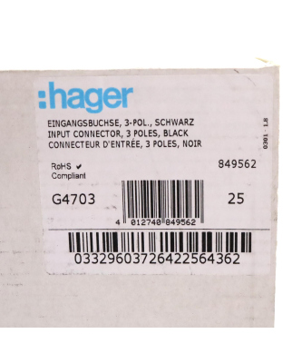 Hager Eingangsbuchse G4703 849562 (20Stk.) OVP