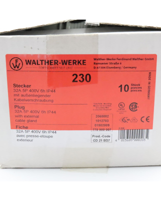Walther CEE Stecker 230 32A 5P 400V (10Stk.) OVP