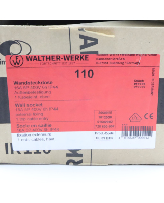 Walther CEE Kupplung 110 16A 5P 400V (6Stk.) OVP