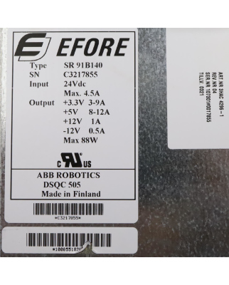 ABB / EFORE Power Supply DSQC505 3HAC4296-1 SR91B140 Rev.04 GEB