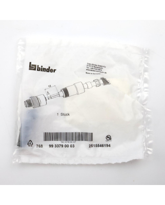 binder M8 Kabelstecker 99 3379 00 03 OVP